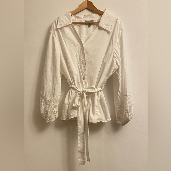 Guillaume Women’s Eyelet Blouse White Balloon Sleeves 3X - Picture 2 of 9